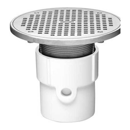Oatey Oatey 4" PVC Adjustable General Purpose Pipe Fit Drain with 10" Cast Chrome Grate & Round Top 72388